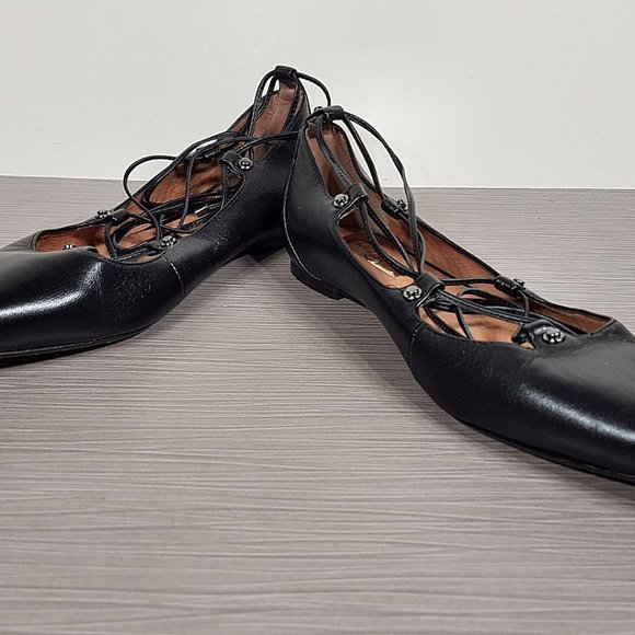 Halogen 'Owen' Pointy Toe Ghillie Flat Black Leather Womens Size 7.5 M - Picture 4 of 12